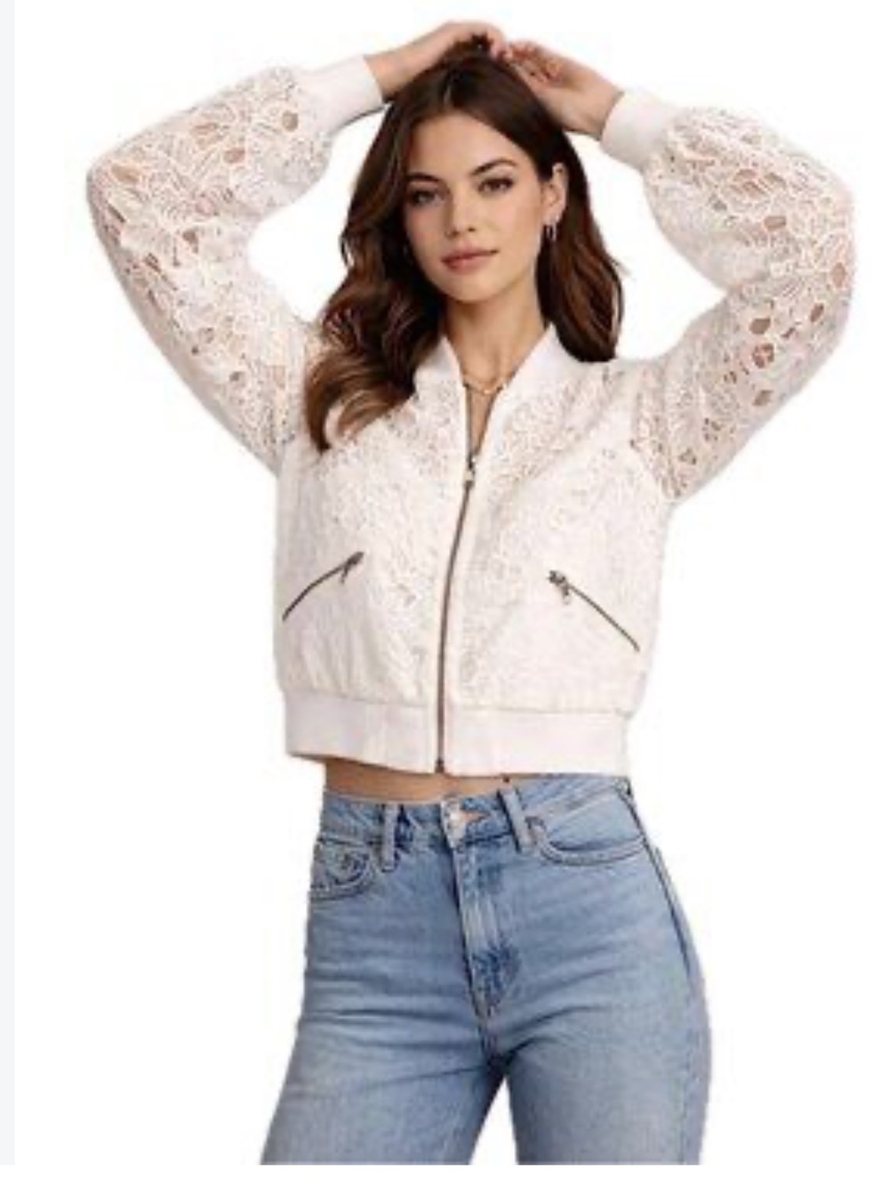 Jason Wu Cream Lace Bomber Jacket